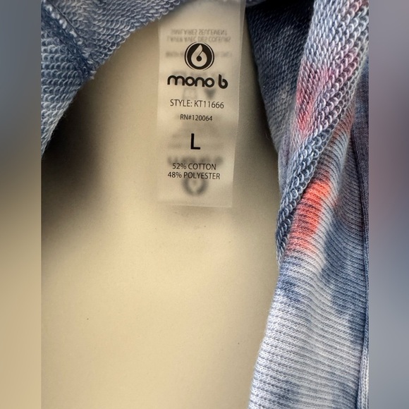 Mono B Oversized Cropped Tie-Dye Hoodie Sweatshirt Size L & M, NWT - Picture 8 of 10